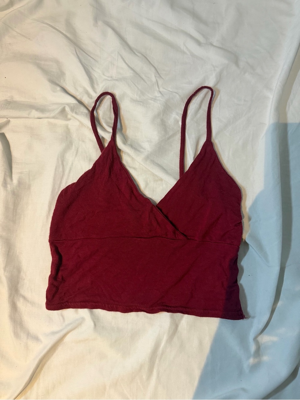 Nasty Gal Burgundy V-Neck Cropped Cami